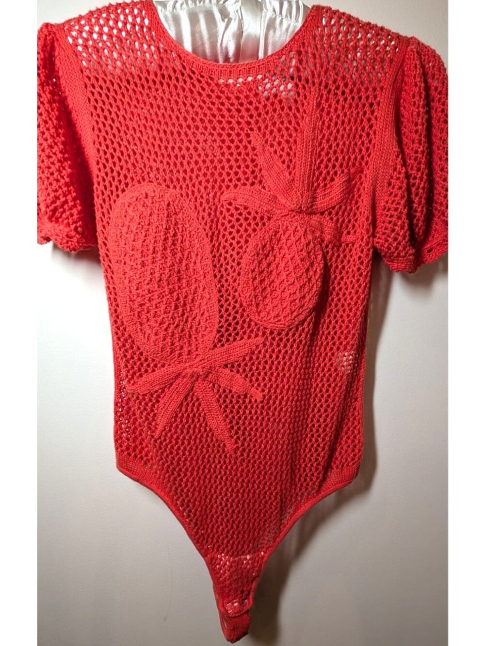 Ajaie Alaie Pina Crochet Bodysuit in Tomate, Women Size Medium